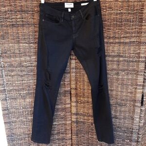 Frame Denim Le Garcon Rip Noir Black Ripped Distressed Mid Rise Jeans Size 26